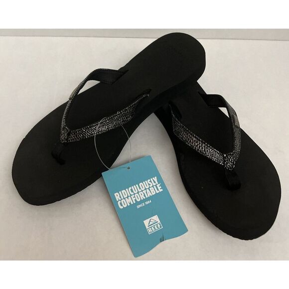 Reef RF001384 Women's Sz 10 Star Sassy Sandals, Black/Silver NWT - Picture 1 of 9